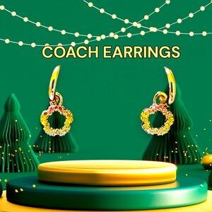 COACH Rainbow Stone Earrings with secure screw backs in Gold NWT.